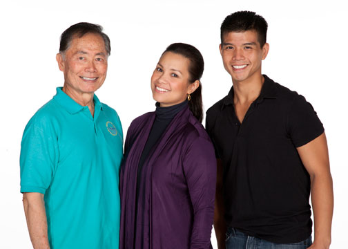 (from left) George Takei, Lea Salonga and Telly Leung lead the cast in the World Premiere of Allegiance - A New American Musical