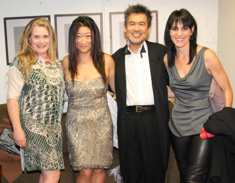 Kathryn Layng, producer Lily Fan, playwright David Henry Hwang, and director Leigh Silverman backstage at the Longacre Theatre before the opening night of Chinglish Oct 27, 2011. Photo by Lia Chang